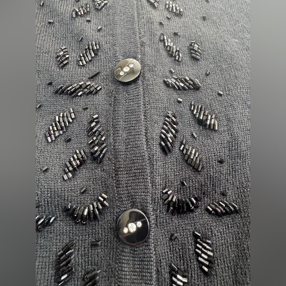 Marisa Christina 100% Merino Wool Beaded Cardigan Womens Size Small - Picture 8 of 10